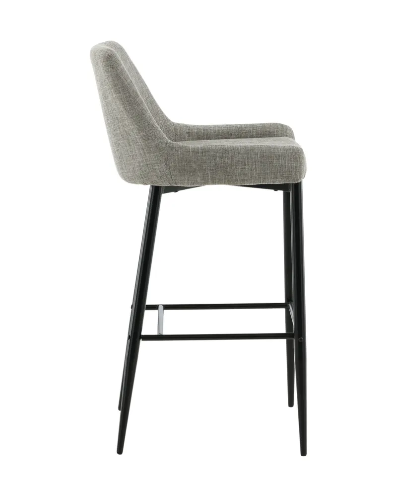 Plaza Barhocker mit Lehne und gepolstertem Bezug in Leinenoptik in Beige, Gestell Schwarz, Ansicht 11
