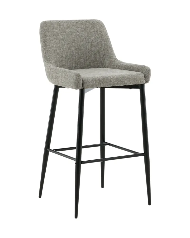 Plaza Barhocker mit Lehne und gepolstertem Bezug in Leinenoptik in Beige, Gestell Schwarz, Ansicht 13