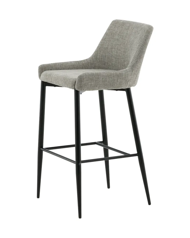 Plaza Barhocker mit Lehne und gepolstertem Bezug in Leinenoptik in Beige, Gestell Schwarz, Ansicht 4