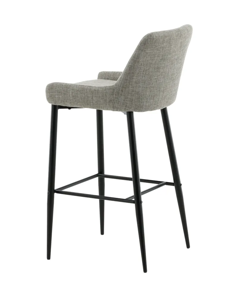 Plaza Barhocker mit Lehne und gepolstertem Bezug in Leinenoptik in Beige, Gestell Schwarz, Ansicht 6