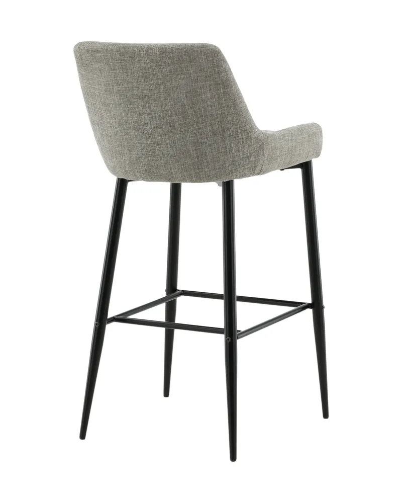 Plaza Barhocker mit Lehne und gepolstertem Bezug in Leinenoptik in Beige, Gestell Schwarz, Ansicht 9