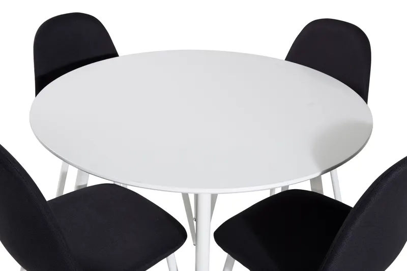 Plaza & Polar runde Essgruppe mit 4 Stühlen in Weiß, Schwarz, Gestell Weiß, Ansicht 3
