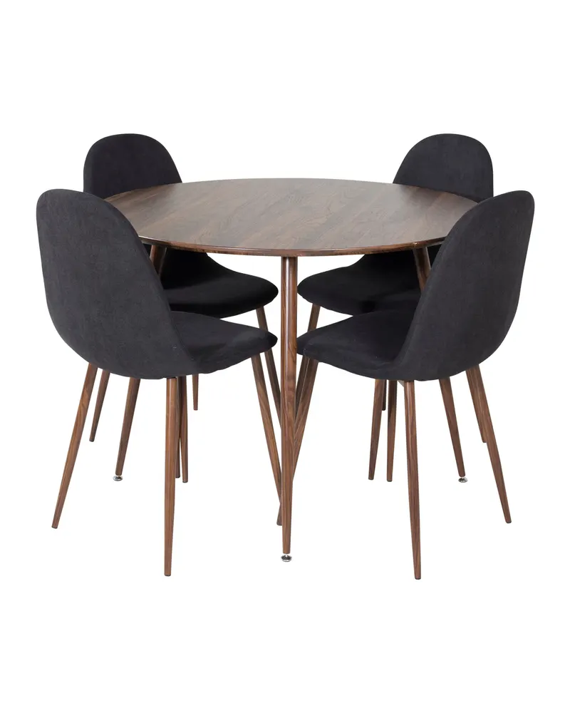 Plaza & Polar Essgruppe mit rundem Esstisch Ø 100 cm und 4 Stühlen