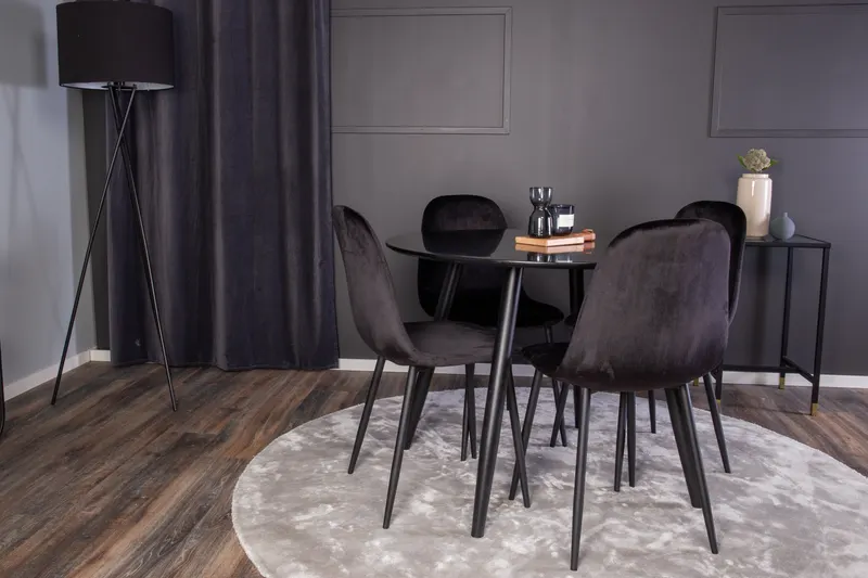 Plaza & Polar runde Essgruppe mit 4 Stühlen in Schwarz, im Wohnraum, Ansicht 2