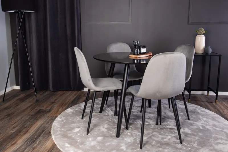 Plaza & Polar runde Essgruppe mit 4 Stühlen in Schwarz, Grau, Gestell Schwarz, im Wohnraum, Ansicht 2