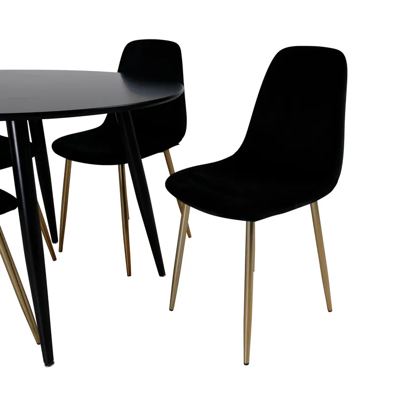 Plaza & Polar runde Essgruppe mit 4 Stühlen in Schwarz, Gestell Gold, Ansicht 3