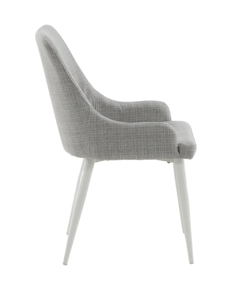 Plaza gepolsterte Esszimmerstühle im 2er-Set in Grau, Gestell Weiß, Polyester, Ansicht 11