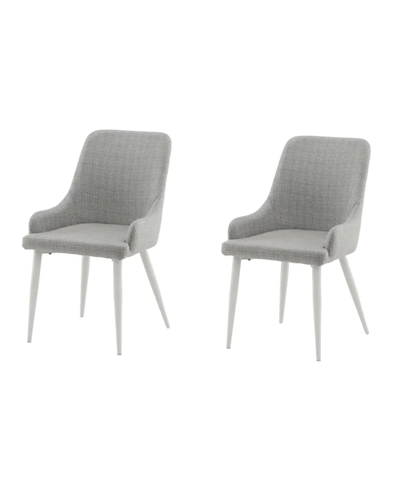 Plaza gepolsterte Esszimmerstühle im 2er-Set in Grau, Gestell Weiß, Polyester, Ansicht 3