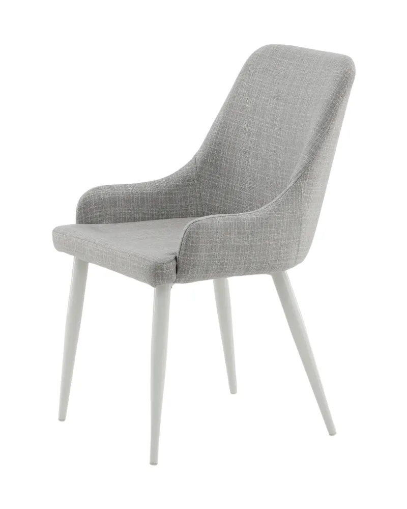 Plaza gepolsterte Esszimmerstühle im 2er-Set in Grau, Gestell Weiß, Polyester, Ansicht 4