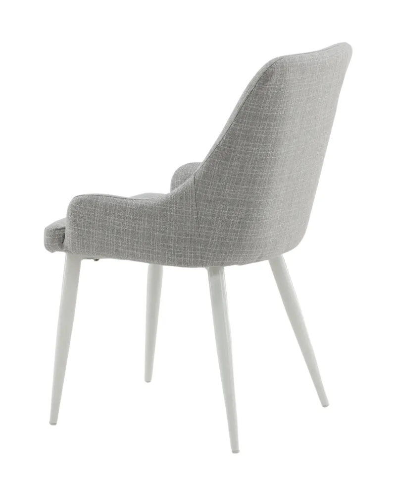 Plaza gepolsterte Esszimmerstühle im 2er-Set in Grau, Gestell Weiß, Polyester, Ansicht 6