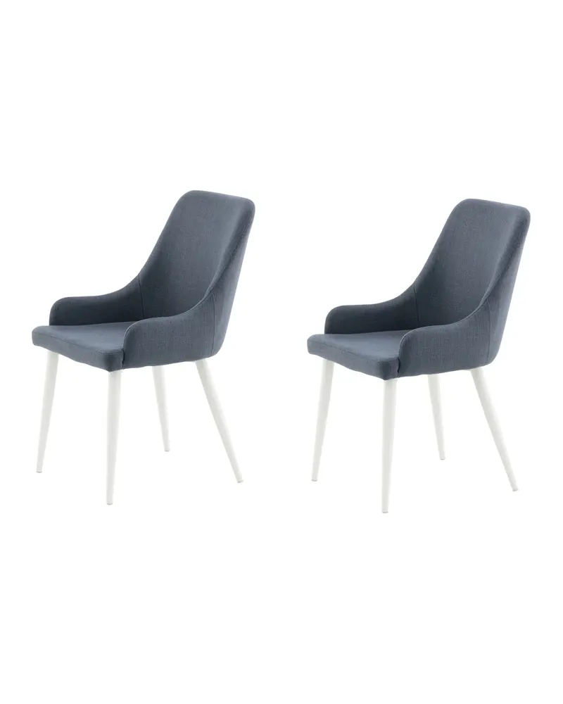 Plaza gepolsterte Esszimmerstühle im 2er-Set in Blau, Gestell Weiß, Polyester, Ansicht 3
