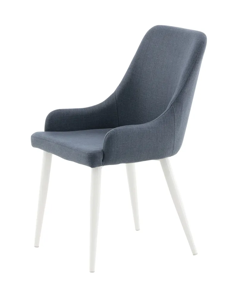 Plaza gepolsterte Esszimmerstühle im 2er-Set in Blau, Gestell Weiß, Polyester, Ansicht 4