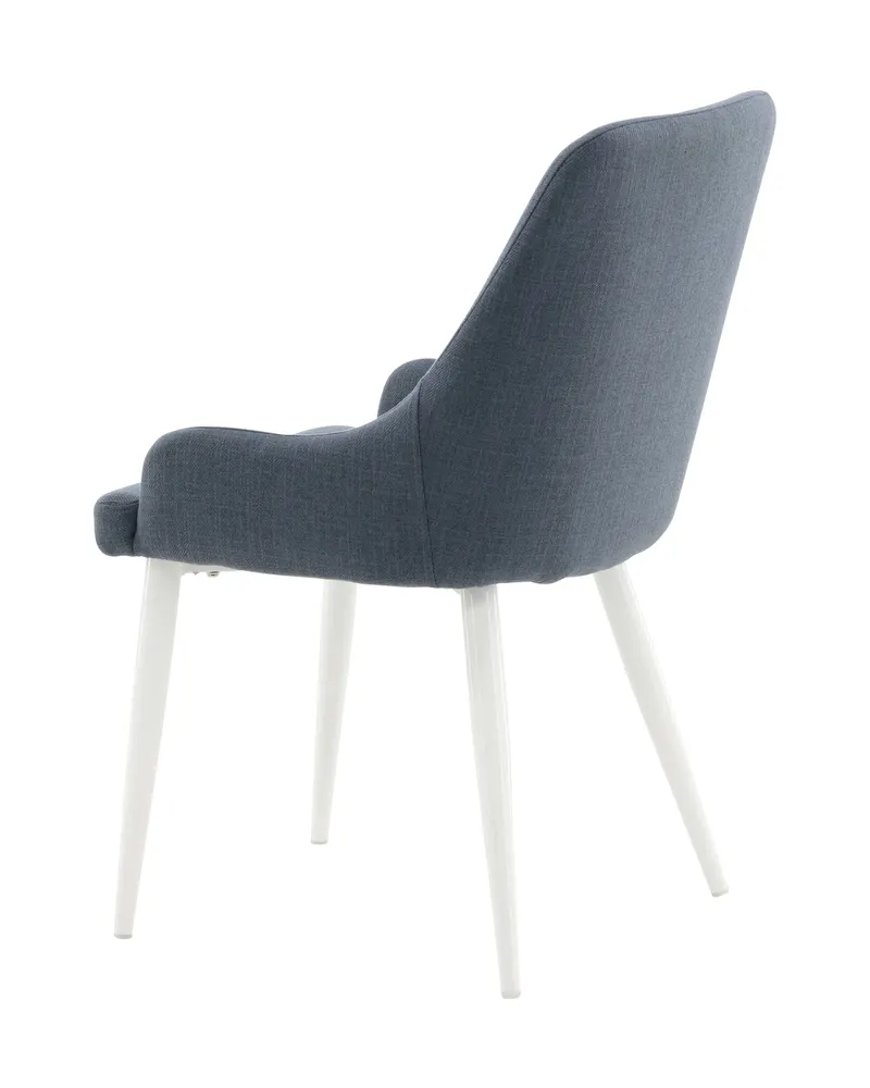 Plaza gepolsterte Esszimmerstühle im 2er-Set in Blau, Gestell Weiß, Polyester, Ansicht 6