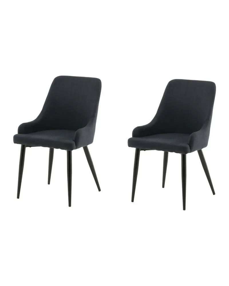 Plaza gepolsterte Esszimmerstühle im 2er-Set in Schwarz, Polyester, Ansicht 3