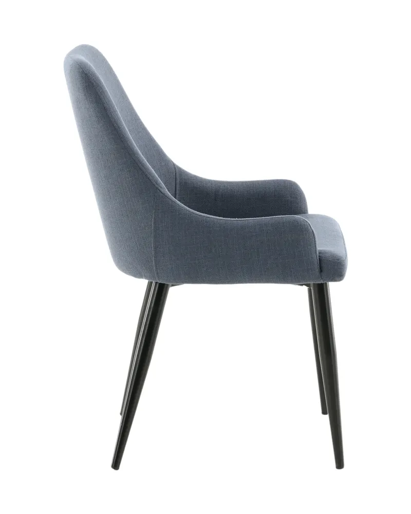 Plaza gepolsterte Esszimmerstühle im 2er-Set in Blau, Gestell Schwarz, Polyester, Ansicht 11