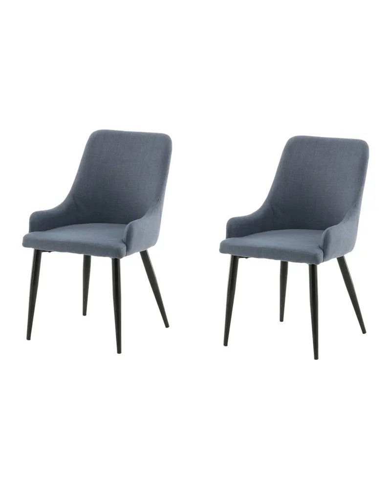 Plaza gepolsterte Esszimmerstühle im 2er-Set in Blau, Gestell Schwarz, Polyester, Ansicht 3