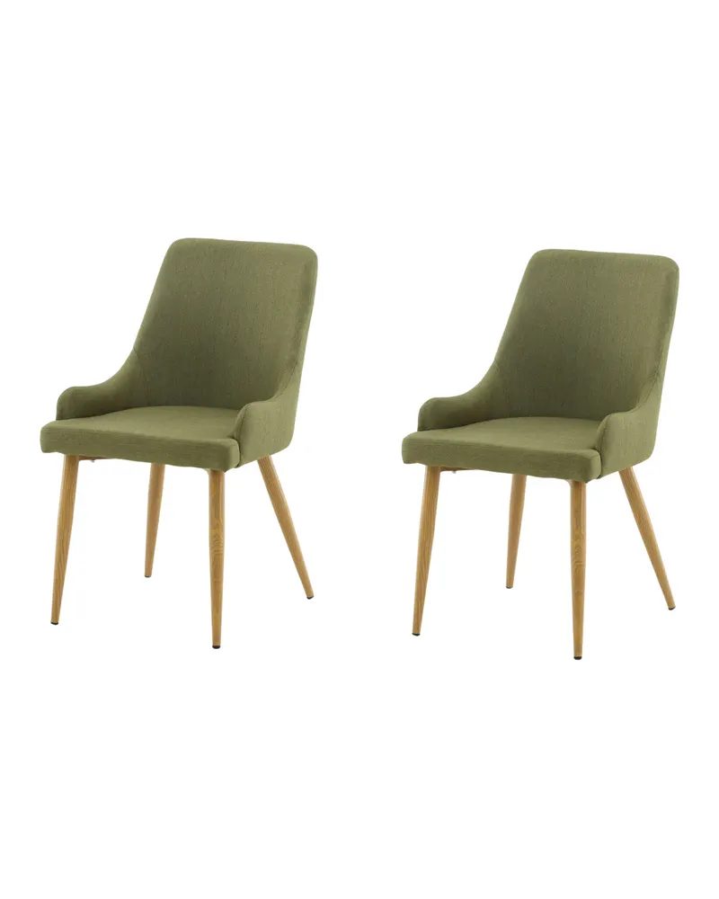 Plaza gepolsterte Esszimmerstühle im 2er-Set in Grün, Gestell Natur, Polyester in Leinenoptik, Ansicht 3