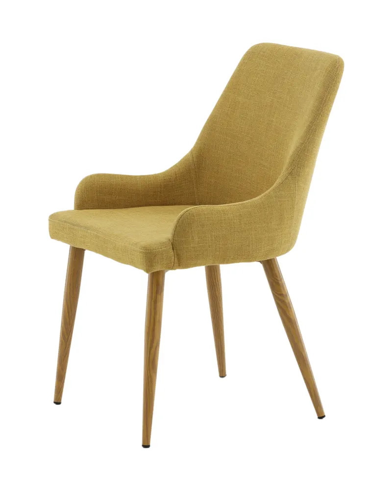 Plaza gepolsterte Esszimmerstühle im 2er-Set in Gelb, Gestell Natur, Polyester in Leinenoptik, Ansicht 7