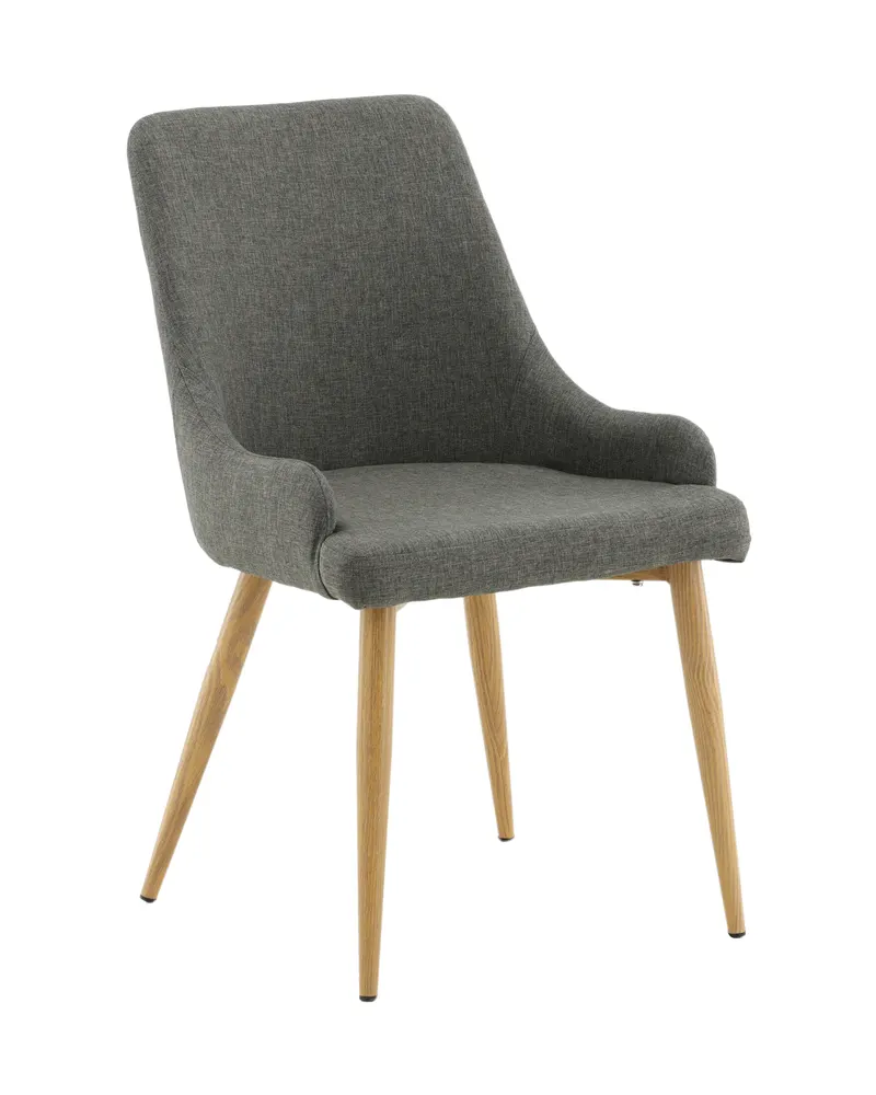 Plaza gepolsterte Esszimmerstühle im 2er-Set in Dunkelgrau, Gestell Natur, Polyester, Ansicht 2