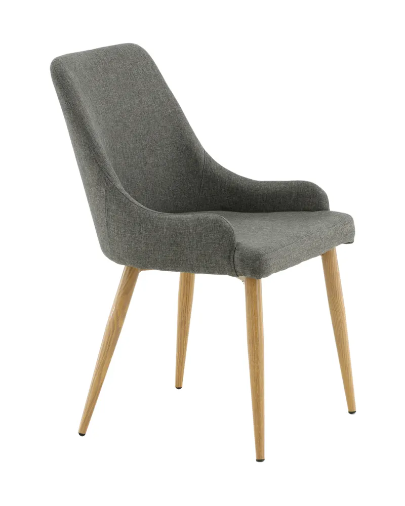 Plaza gepolsterte Esszimmerstühle im 2er-Set in Dunkelgrau, Gestell Natur, Polyester, Ansicht 3