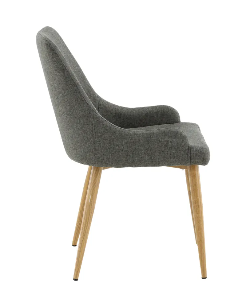 Plaza gepolsterte Esszimmerstühle im 2er-Set in Dunkelgrau, Gestell Natur, Polyester, Ansicht 4