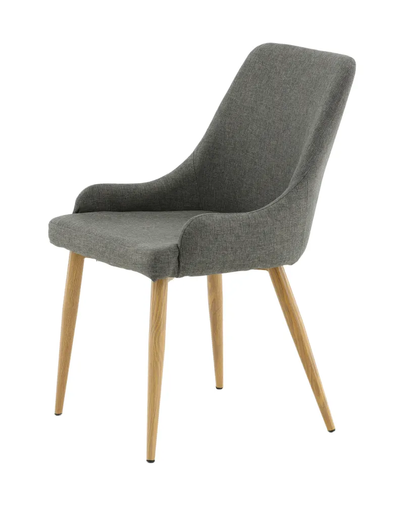 Plaza gepolsterte Esszimmerstühle im 2er-Set in Dunkelgrau, Gestell Natur, Polyester, Ansicht 5