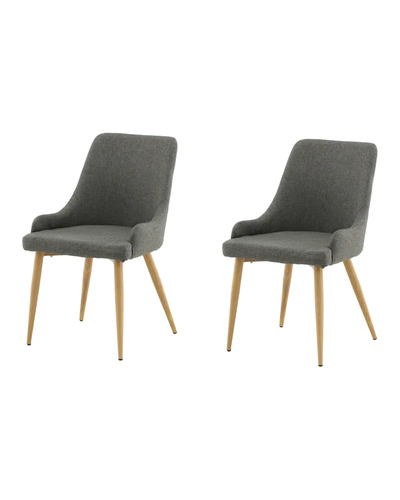 Plaza gepolsterte Esszimmerstühle im 2er-Set in Dunkelgrau, Gestell Natur, Polyester, Ansicht 9