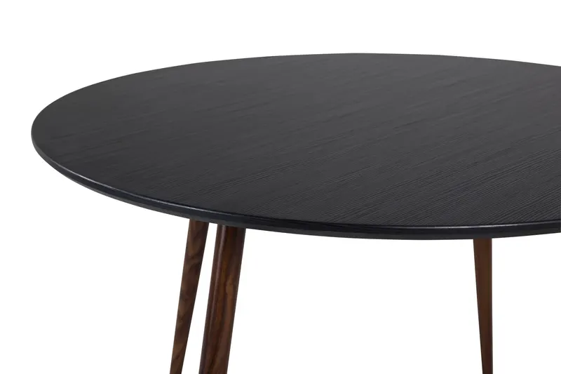 Plaza runder Esstisch mit Stahlbeinen in Ø 100 cm, Schwarz, Gestell Walnuss, Ansicht 3