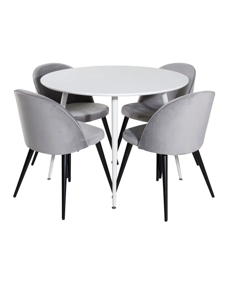Plaza & Velvet runder Esstisch mit 4 Stühlen, Ø 100 cm
