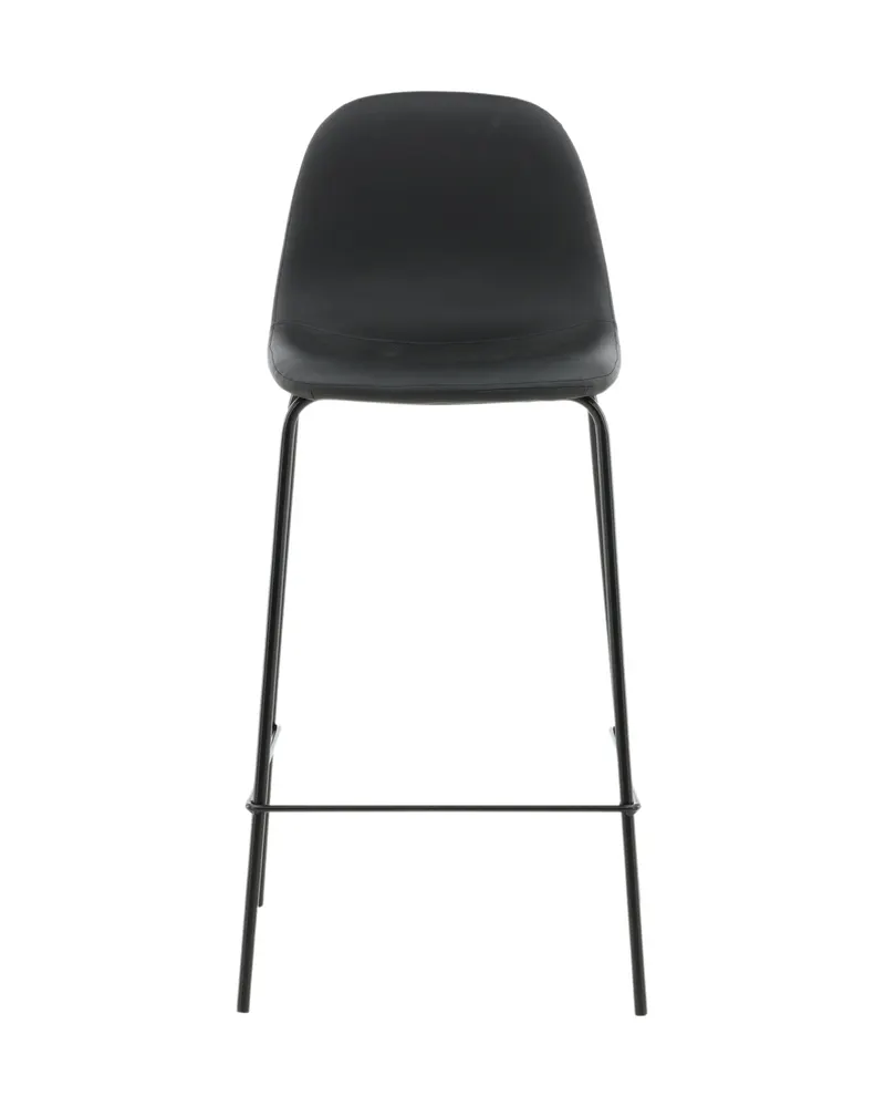 Polar Barhocker im 2er-Set mit gerundeter Lehne, Gestell Schwarz, Grau, Gestell Schwarz