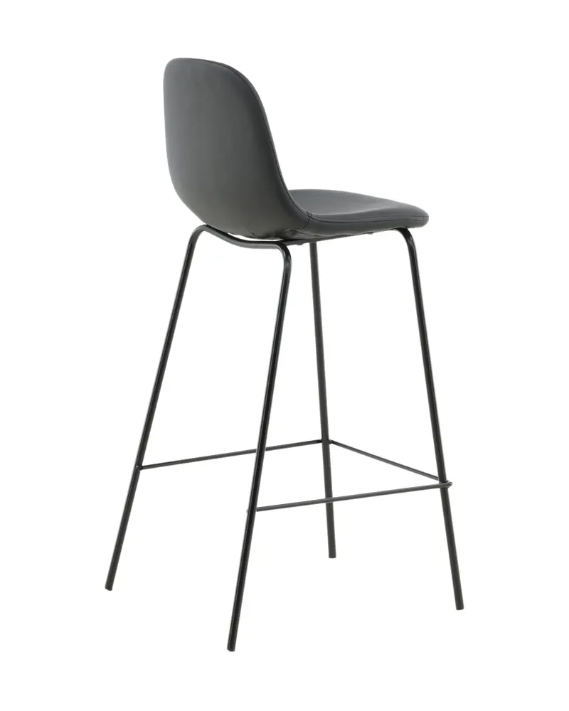 Polar Barhocker im 2er-Set mit gerundeter Lehne in Schwarz, PU-Kunstleder, Ansicht 10