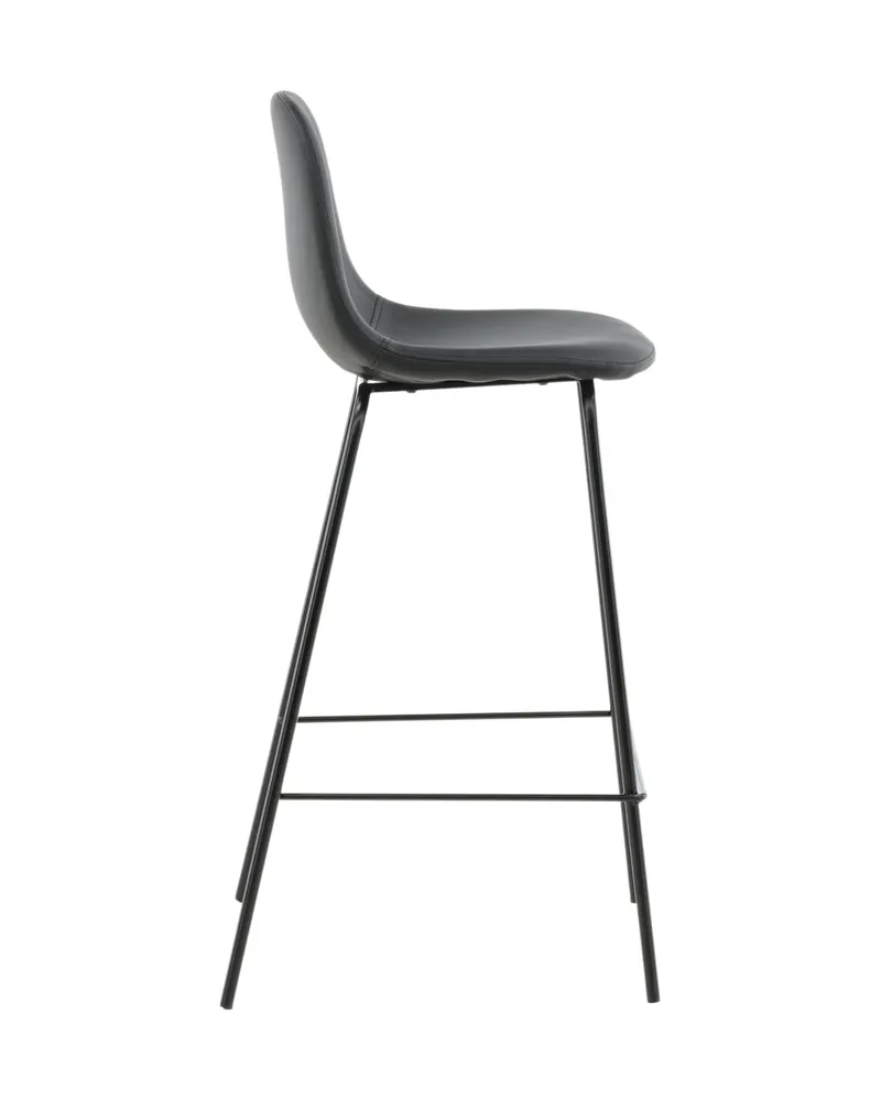 Polar Barhocker im 2er-Set mit gerundeter Lehne in Schwarz, PU-Kunstleder, Ansicht 11