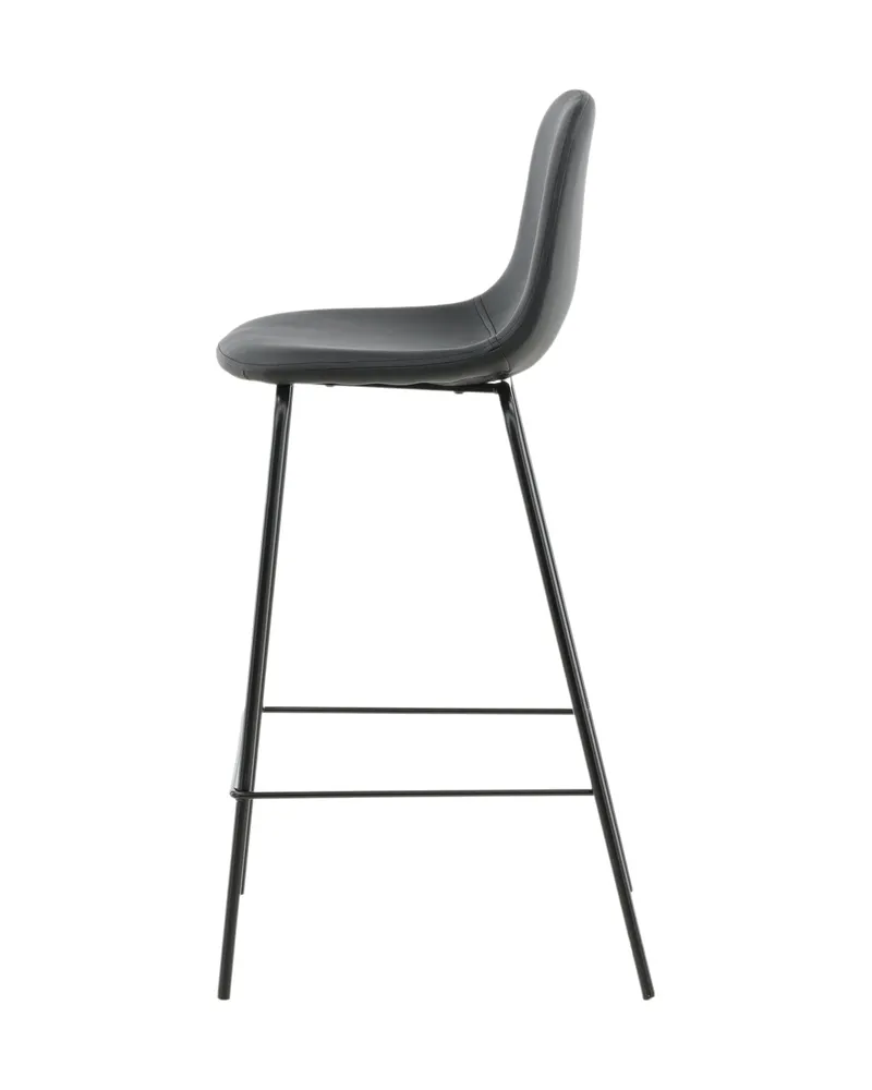 Polar Barhocker im 2er-Set mit gerundeter Lehne in Schwarz, PU-Kunstleder, Ansicht 5