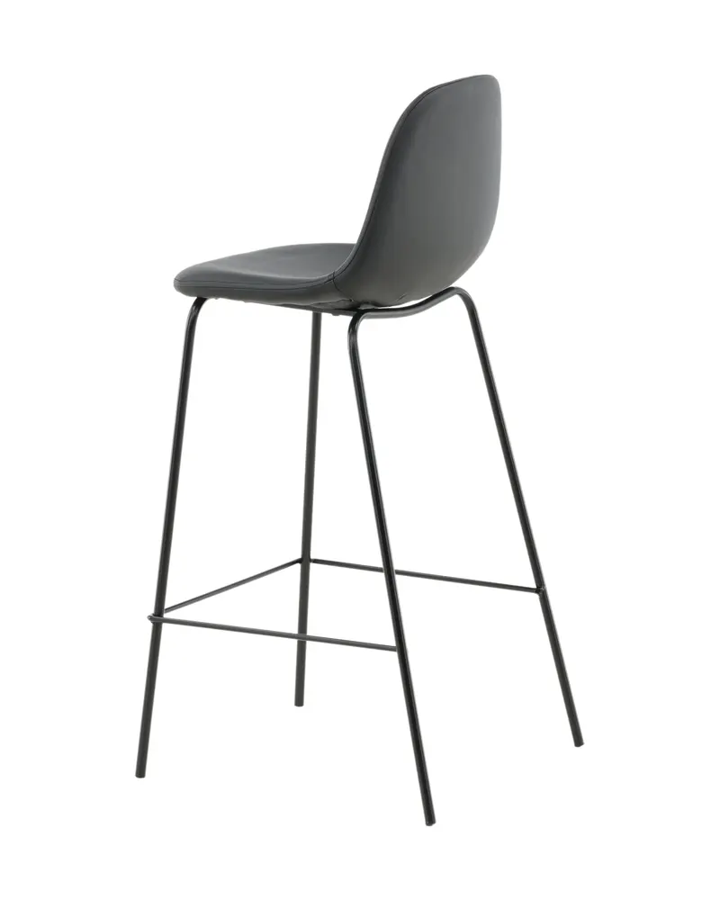 Polar Barhocker im 2er-Set mit gerundeter Lehne in Schwarz, PU-Kunstleder, Ansicht 6