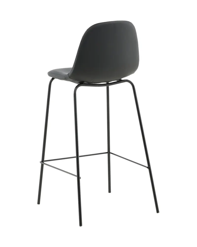 Polar Barhocker im 2er-Set mit gerundeter Lehne in Schwarz, PU-Kunstleder, Ansicht 7