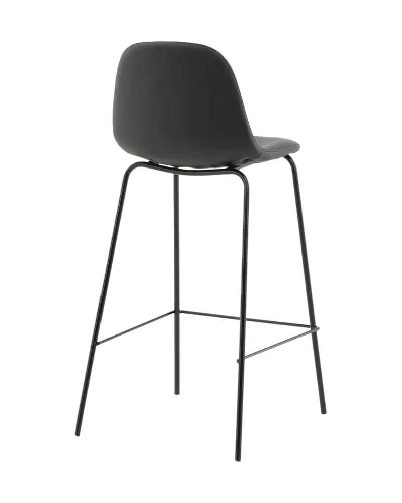 Polar Barhocker im 2er-Set mit gerundeter Lehne in Schwarz, PU-Kunstleder, Ansicht 9