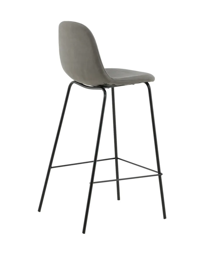 Polar Barhocker im 2er-Set mit gerundeter Lehne in Grau, Gestell Schwarz, Mikrofaser, Polyester in Leinenoptik, Ansicht 10