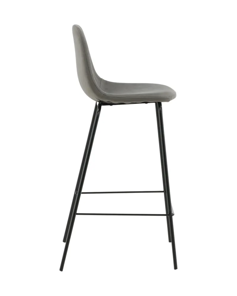 Polar Barhocker im 2er-Set mit gerundeter Lehne in Grau, Gestell Schwarz, Mikrofaser, Polyester in Leinenoptik, Ansicht 11