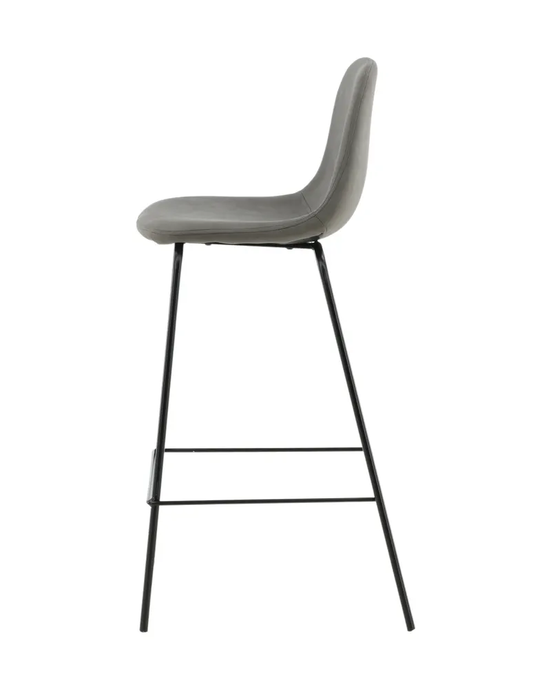 Polar Barhocker im 2er-Set mit gerundeter Lehne in Grau, Gestell Schwarz, Mikrofaser, Polyester in Leinenoptik, Ansicht 5