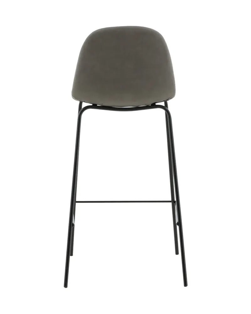 Polar Barhocker im 2er-Set mit gerundeter Lehne in Grau, Gestell Schwarz, Mikrofaser, Polyester in Leinenoptik, Ansicht 8