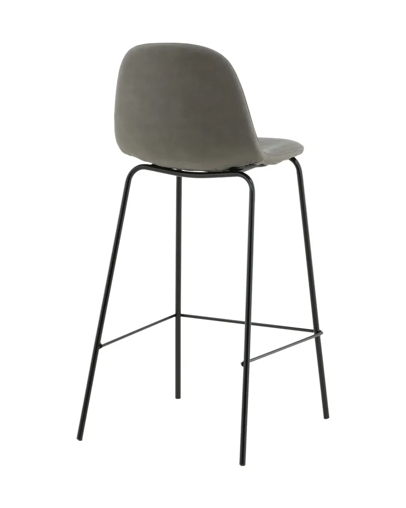 Polar Barhocker im 2er-Set mit gerundeter Lehne in Grau, Gestell Schwarz, Mikrofaser, Polyester in Leinenoptik, Ansicht 9