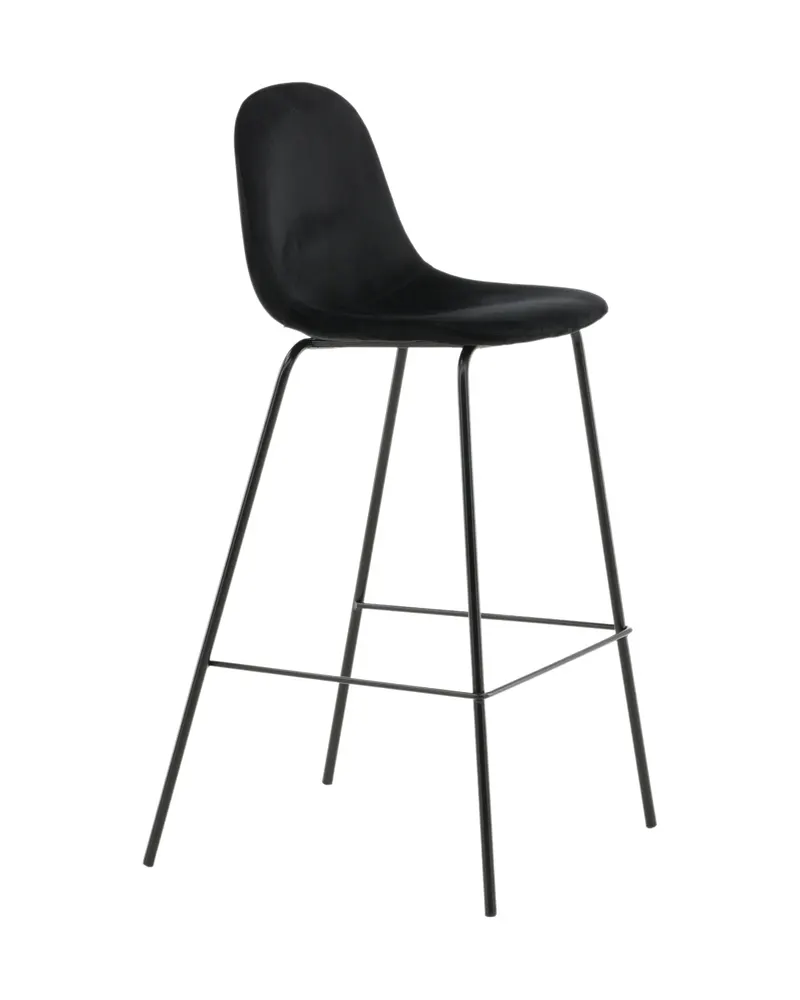Polar Barhocker im 2er-Set mit gerundeter Lehne in Schwarz, Polyester, Ansicht 12