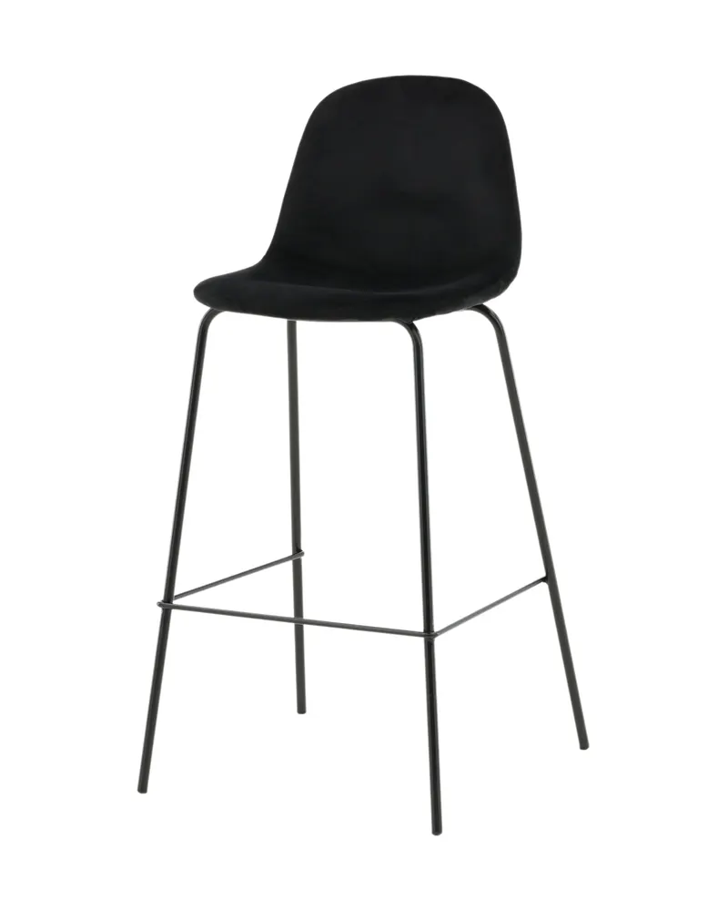 Polar Barhocker im 2er-Set mit gerundeter Lehne in Schwarz, Polyester, Ansicht 2