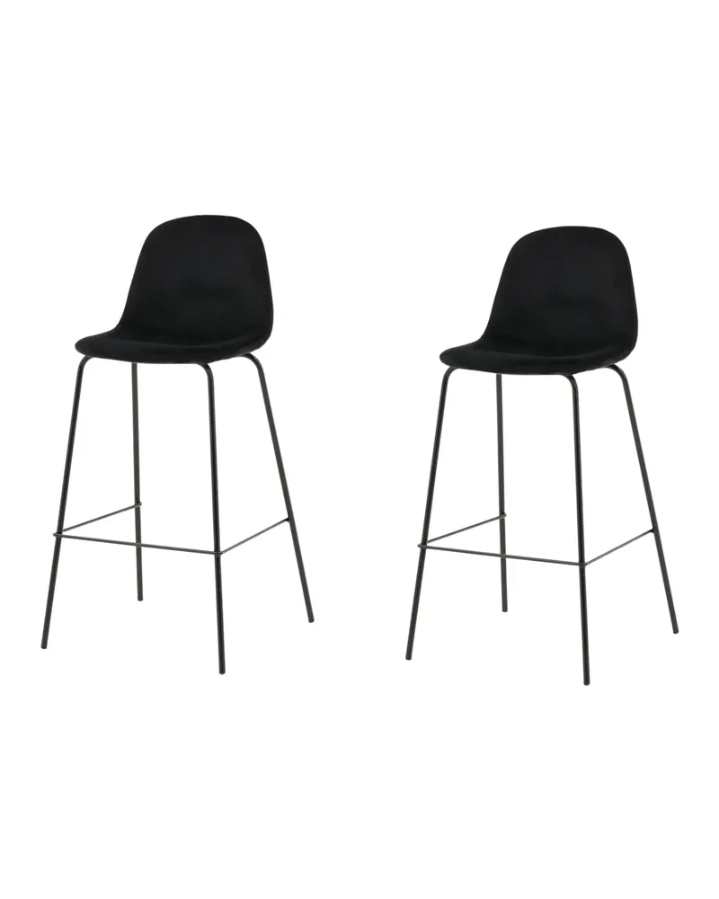 Polar Barhocker im 2er-Set mit gerundeter Lehne in Schwarz, Polyester, Ansicht 3