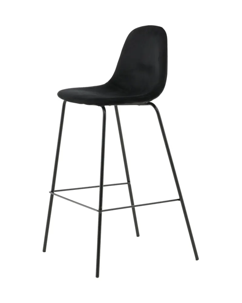 Polar Barhocker im 2er-Set mit gerundeter Lehne in Schwarz, Polyester, Ansicht 4