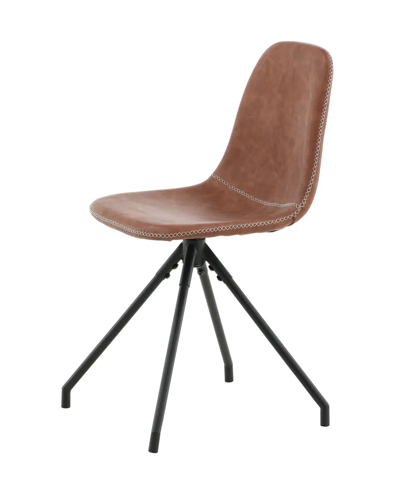 Polar drehbare Esszimmerstühle im 2er-Set aus Kunstleder in Braun, Gestell Schwarz, Ansicht 4