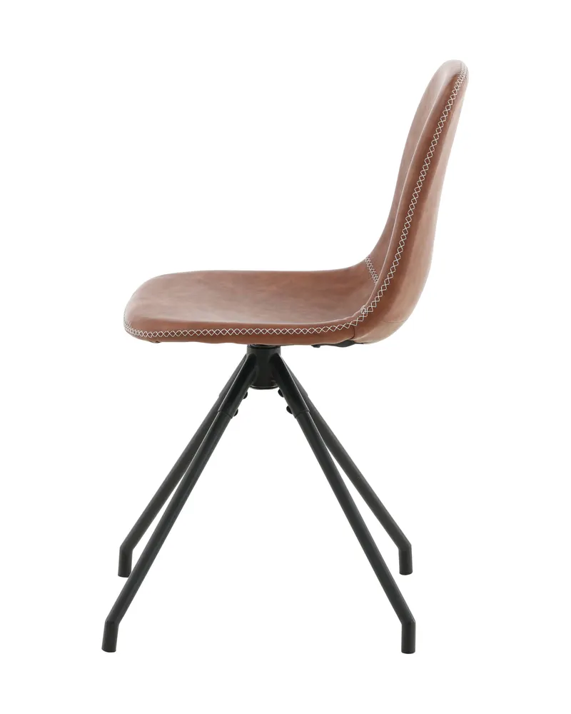 Polar drehbare Esszimmerstühle im 2er-Set aus Kunstleder in Braun, Gestell Schwarz, Ansicht 5