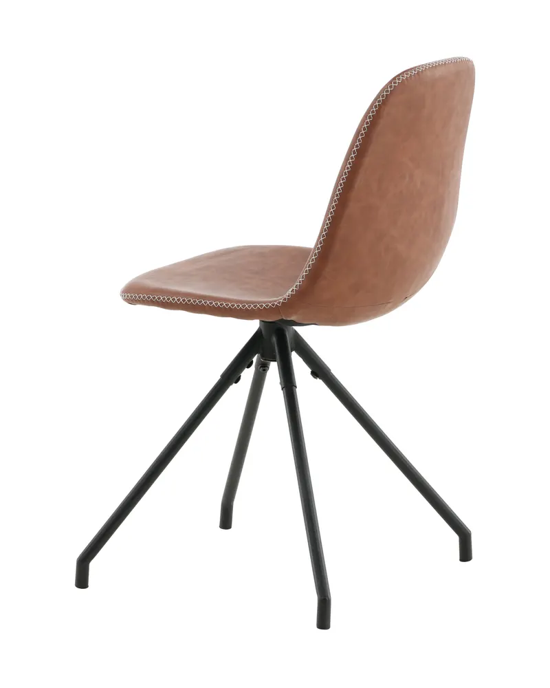 Polar drehbare Esszimmerstühle im 2er-Set aus Kunstleder in Braun, Gestell Schwarz, Ansicht 6