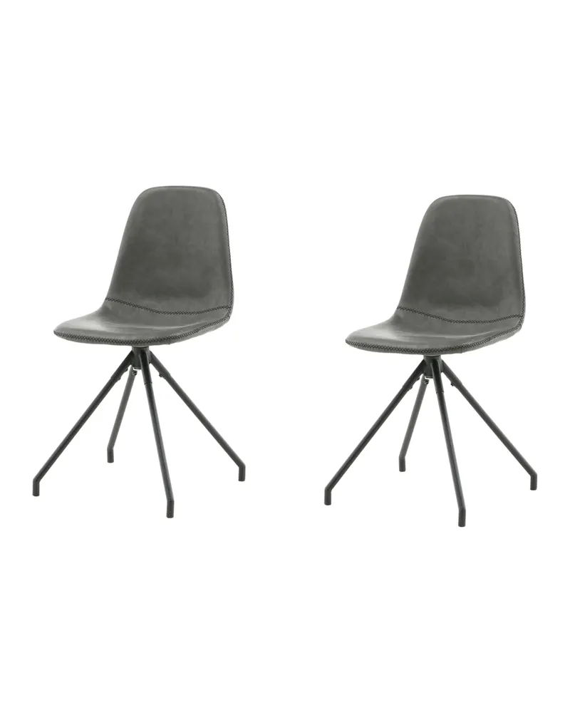 Polar drehbare Esszimmerstühle im 2er-Set aus Kunstleder in Schwarz, Ansicht 3