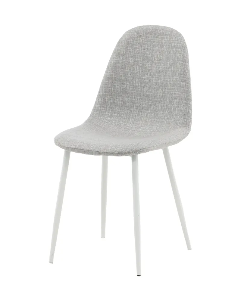 Polar Esszimmerstühle im 2er-Set in Grau, Gestell Weiß, Polyester, Ansicht 2